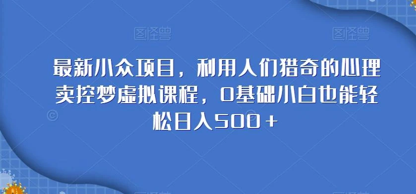 最新小众项目,利用人们猎奇的心理卖控梦虚拟课程,0基础小白也能轻松日入500+