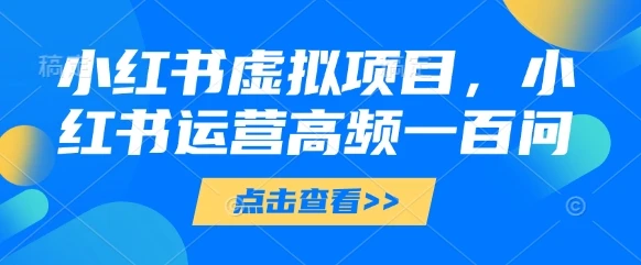 小红书虚拟项目，小红书运营高频一百问【文档】