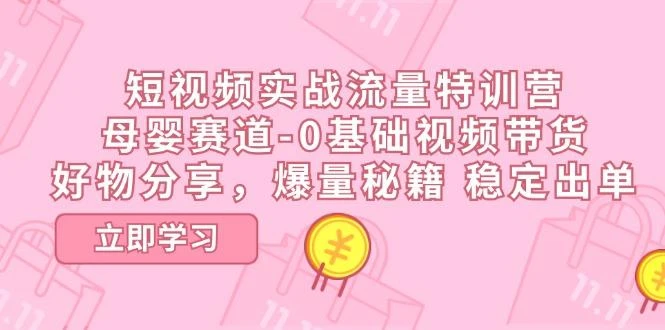 短视频实战流量特训营，母婴赛道-0基础带货，好物分享，爆量秘籍 稳定出单