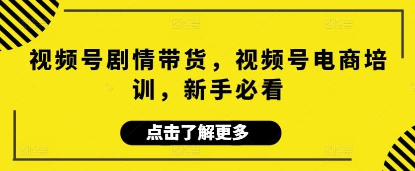 视频号剧情带货,视频号电商培训,新手必看