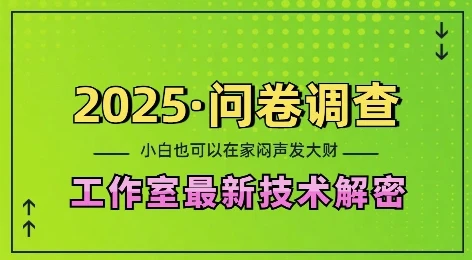 2025问卷调查最新工作室技术解密:一个人在家也可以闷声发大财,小白一天2张,可矩阵放大【揭秘】