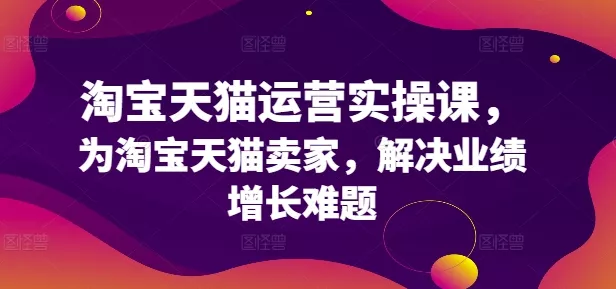 淘宝天猫运营实操课,为淘宝天猫卖家,解决业绩增长难题