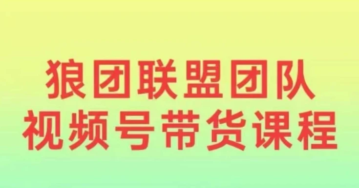 狼团联盟2024视频号带货,0基础小白快速入局视频号