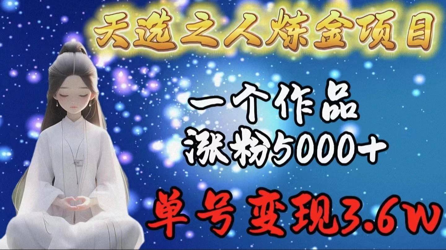 (9693期)天选之人炼金项目,一个作品涨粉5000+,单号变现3.6w