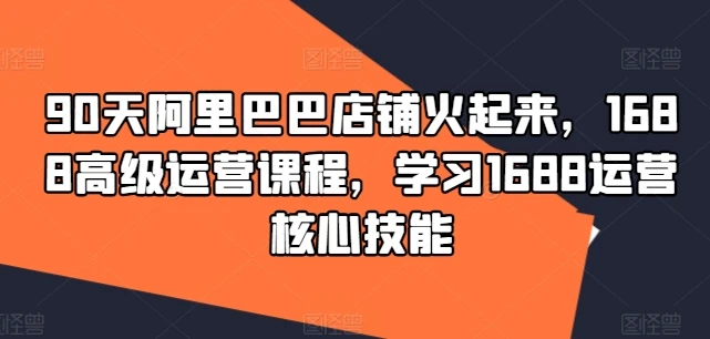 90天阿里巴巴店铺火起来,1688高级运营课程,学习1688运营核心技能