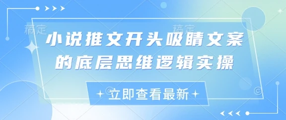 小说推文开头吸睛文案的底层思维逻辑实操