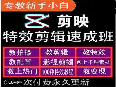 剪映特效教程和运营变现教程,特效剪辑速成班,专教新手小白