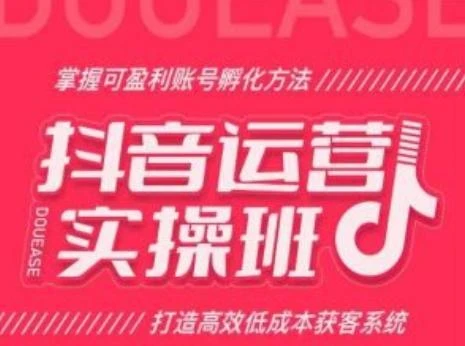 抖音运营实操班,掌握可盈利账号孵化方法,打造高效低成本获客系统