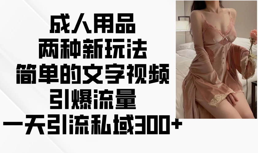 成人用品两种新玩法,简单的文字视频引爆流量,一天引流私域300+