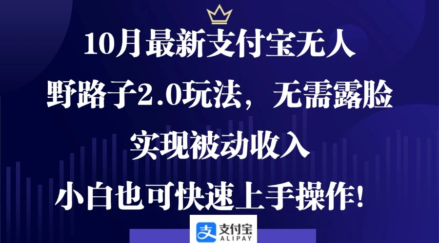 10月最新支付宝无人野路子2.0玩法，无需露脸，实现被动收入，小白也可...