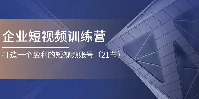 企业短视频训练营:打造一个盈利的短视频账号(21节