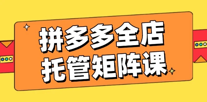 拼多多全店托管矩阵课,盈利动销玩法,高效计划设置,提升店铺效益