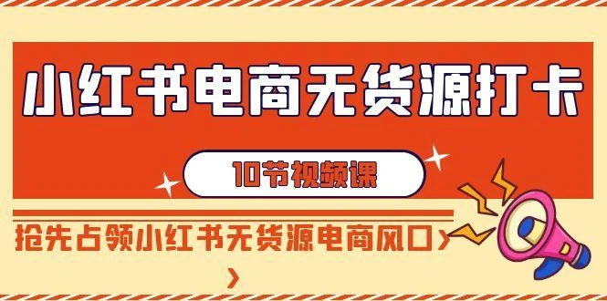 小红书电商无货源打卡,抢先占领小红书无货源电商风口(10节课)