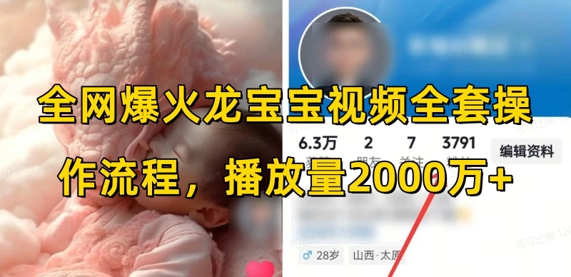 全网爆火龙宝宝视频全套操作流程,播放量2000万+