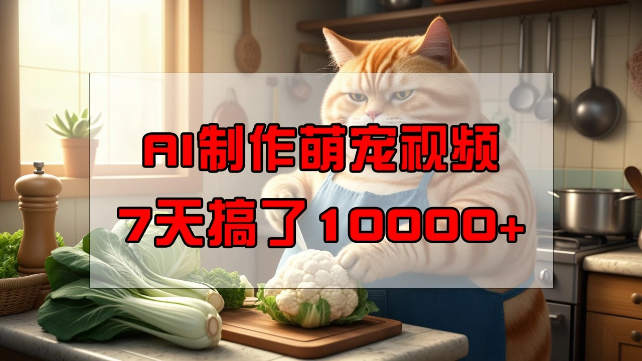 靠AI制作萌宠视频,7天搞了1万+,操作简单门槛低,有手机就行