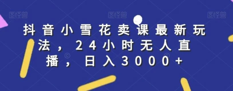 抖音小雪花卖课最新玩法,24小时无人直播,日入3000+【揭秘】