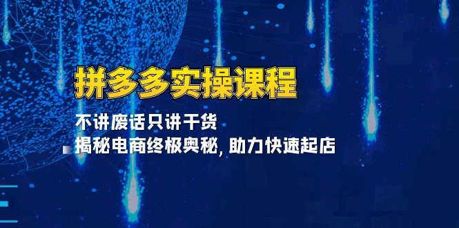 拼多多实操课程:不讲废话只讲干货, 揭秘电商终极奥秘,助力快速起店