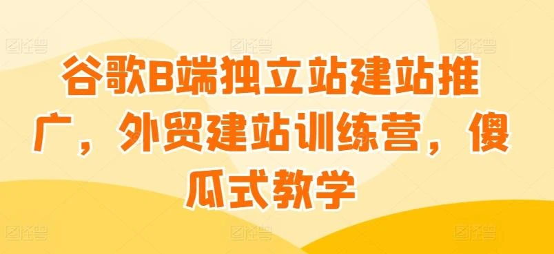 谷歌B端独立站建站推广，外贸建站训练营，傻瓜式教学